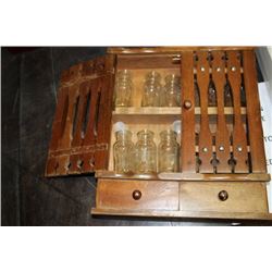 VINTAGE SPICE RACK WITH JARS