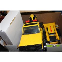 BOX WITH TONKA, CATERPILLAR AND TECH DECK TOYS