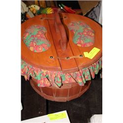 VINTAGE HANDMADE WOODEN SEWING BOX