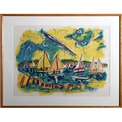 Wayne Ensrud, Afternoon Sails, Lithograph
