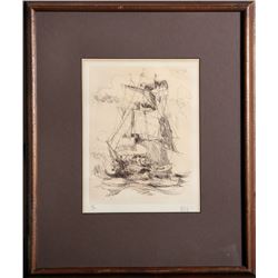 Sailboat, Etching