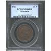 Image 1 : 1723 1/2P Hibernia Halfpenny MS64 Red and Brown PCGS.