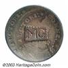 Image 2 : 1787 COPPER Connecticut Copper, Draped Bust Left--Counterstamped, Double Struck 10% Off Center--F