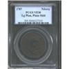 Image 1 : 1787 COPPER New Jersey Copper, Large Planchet, Plain Shield VF30 PCGS.