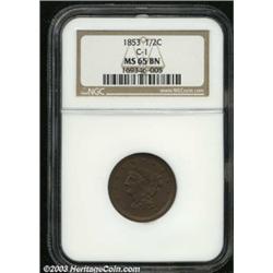 1853 1/2C MS65 Brown NGC.