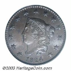 1824 1C MS64 Brown PCGS.