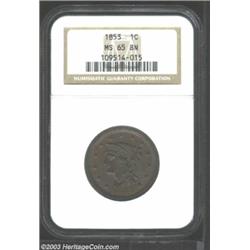 1853 1C MS65 Brown NGC.
