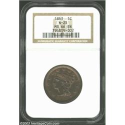 1853 1C MS66 Brown NGC.