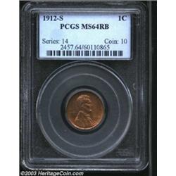 1912-S 1C MS64 Red and Brown PCGS.