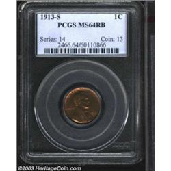 1913-S 1C MS64 Red and Brown PCGS.