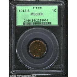 1913-S 1C MS65 Red and Brown PCGS.