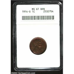 1914-S 1C MS61 Brown ANACS.