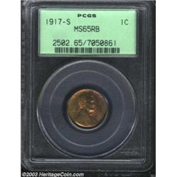 1917-S 1C MS65 Red and Brown PCGS.