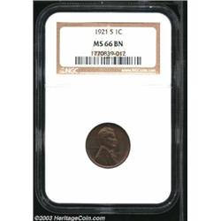 1921-S 1C MS66 Brown NGC.