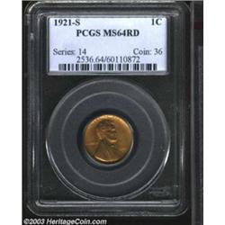 1921-S 1C MS64 Red PCGS.