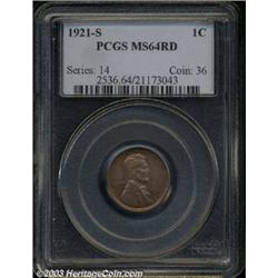 1921-S 1C MS64 Red PCGS.