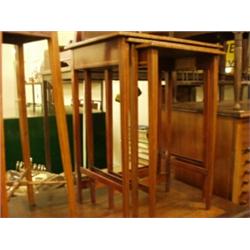 Late Victorian mahogany inlaid nest of three tables…