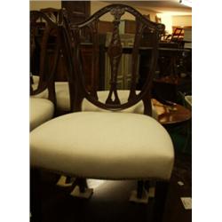 Set of eight Sheraton shield back mahogany dining chairs on rectangular tapering legs…