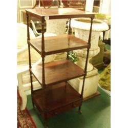 Late Georgian mahogany four tier whatnot with single drawer to base and original brass castors…