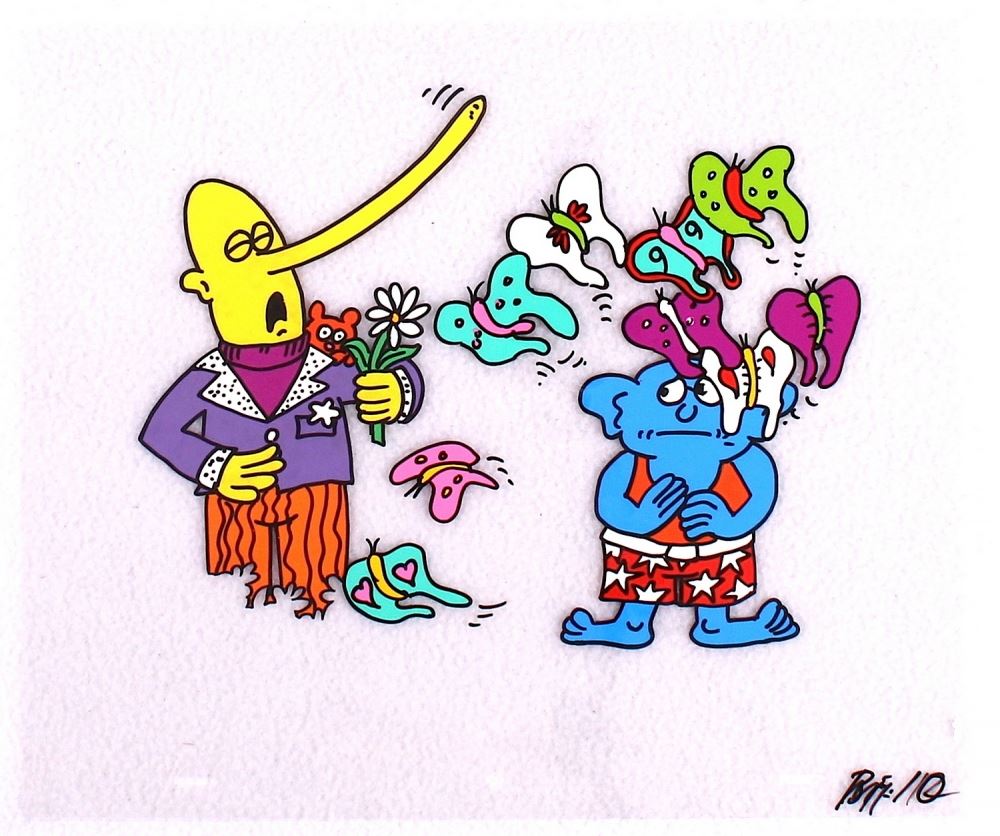 Keith Haring Original Sesame Street 9 Butterflies Hand Painted