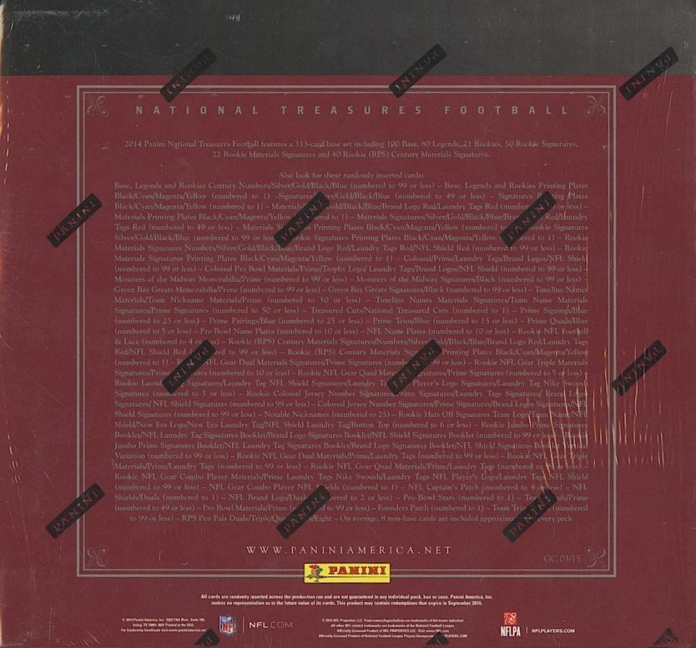 2014 Panini National Treasures Football Hobby Box