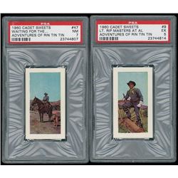 Lot of (2) Adventurs of Rin Tin Tin Cards Including 1960 Cadet Sweets #47 (PSA 7) & 1960 Cadet Sweet