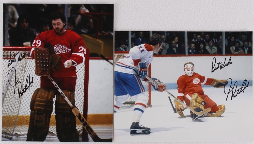 Lot of (2) Jim Rutherford Signed Red Wings 8x10 Photos Inscribed 