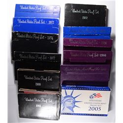 U.S. PROOF SET LOT; 2005, 1988, '86, '84, '80, '77, '74, '82, '81, '83, '72, '71