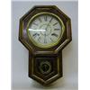 Image 1 : A TAVERN WALL CLOCK, c.1890, rosewood veneered, Roman dial, chiming mechanism, height 50cm, (pend...