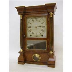 A MAHOGANY MANTEL CLOCK, c.1890, architectural case, Roman dial, bell strike, height 40cm, (pendu...