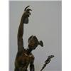 Image 1 : A PAIR OF BRONZED FIGURES, late 19th Century, Mercury and Aurora, drum socles, black marble plint...