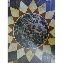 AN OCTAGONAL SPECIMAN TOP TABLE, mid 19th Century, oak stand, (in need of restoration) diameter 5...