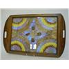 Image 1 : A MAHOGANY AND PARQUETRY TRAY, 1920's, set with a geometric arrangemant of butterfly wings, (dete...