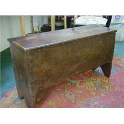 A SMALL COUNTRY OAK CHEST, mid Georgian, plank and tenon construction, nailed blacksmith hinges, ...