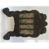 Image 1 : A STRAIGHTS HARDWOOD FIRESCREEN, c.1880, the ends carved as serpents terminating in dragon feet, ...