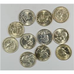 (11) CH BU WASHINGTON SILVER QUARTERS (44, 45-D, 47-S, 48, 48-S, 52, 53, 53-D,