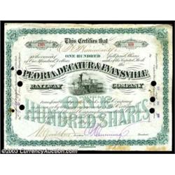 Edward H. Harriman -  Peoria, Decatur & Evansville Railway Company (Illinois) An 1881 dated certific