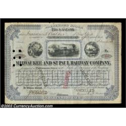 Russell Sage - Milwaukee and St. Paul Railway Company (New York)An 1870 dated certificate in blue an