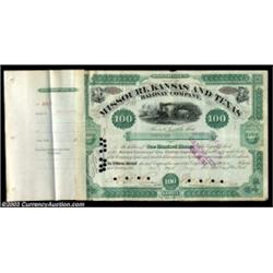 Russell Sage - Missouri, Kansas and Texas Railway Company (Missouri)An 1880 dated certificate for 10