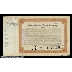 Knickerbocker Trust Company (New York)A 1927 certificate signed by John Hays Hammond, a mining engin
