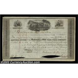 Baltimore and Ohio Railroad (Maryland)This 1837 certificate for one share has a top center vignette