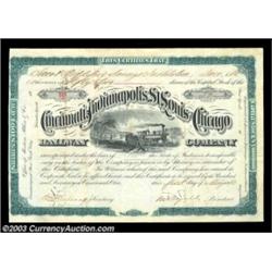 Cincinnati, Indianapolis, St. Louis & Chicago Railway Company (Indiana)This attractive certificate w