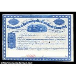Columbus & Indianapolis RailRoad Company (Ohio)A nice example that was issued for 50 shares on July