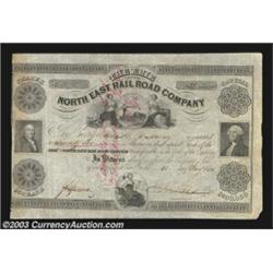 The Erie & the North East Rail Road Company (Pennsylvania)This handsome certificate features vignett