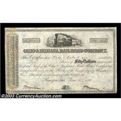 Ohio & Indiana Railroad Company (Ohio)This early certificate, issued in 1854, is quite scarce, as ac
