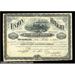 Union Freight Railroad Company (Massachusetts)An attractive railroad certificate issued in 1873, and