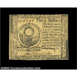 Continental Currency May 10, 1775 $30 Very Choice New. A well signed, totally crisp example that wou