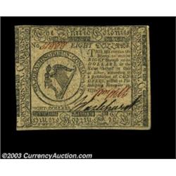 Continental Currency November 29, 1775 $8 New. Tightly margined on two sides and with a little surfa