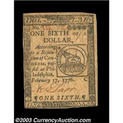Continental Currency February 17, 1776 $1/6 Extremely Fine. A very nice looking example, with decent