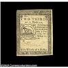 Image 1 : Continental Currency February 17, 1776 $2/3 Choice About New. A single extremely light fold is all t